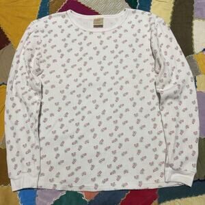 Vintage Highland Outfitters Flower Polka Dotted Thermal Long Sleeve Large Womens